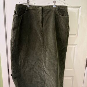 Vintage Forest Green Corduroy Skirt Size XL